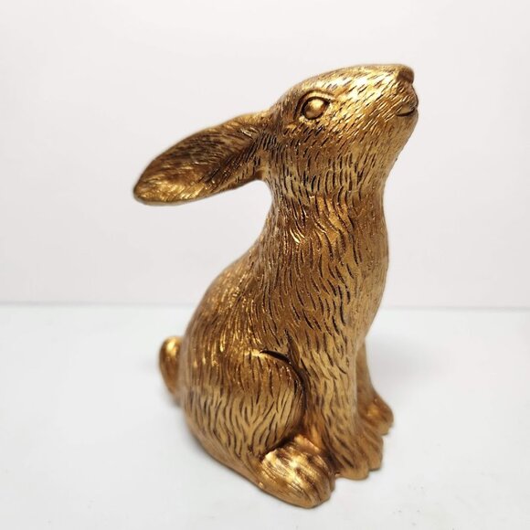 Gold Tone Easter Bunny Rabbit Figurine Target Retro Antique Style Bullseye Decor - Picture 2 of 12